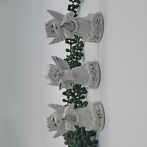 Vintage Porcelain Angels Gold Trim Set of 3